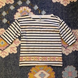 JCrew Striped Neon Embroidered Tee M